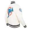Miami dolphins retro classic cream satin jacket