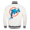 Miami dolphins retro classic full snap cream satin jacket