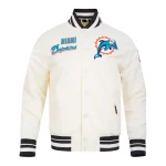 Miami Dolphins Retro Classic Full-Snap Cream Satin Jacket