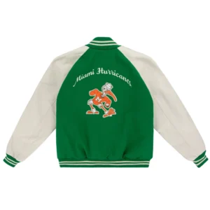 Miami hurricanes 1969 university of miami green wool leather varsity jacket 2