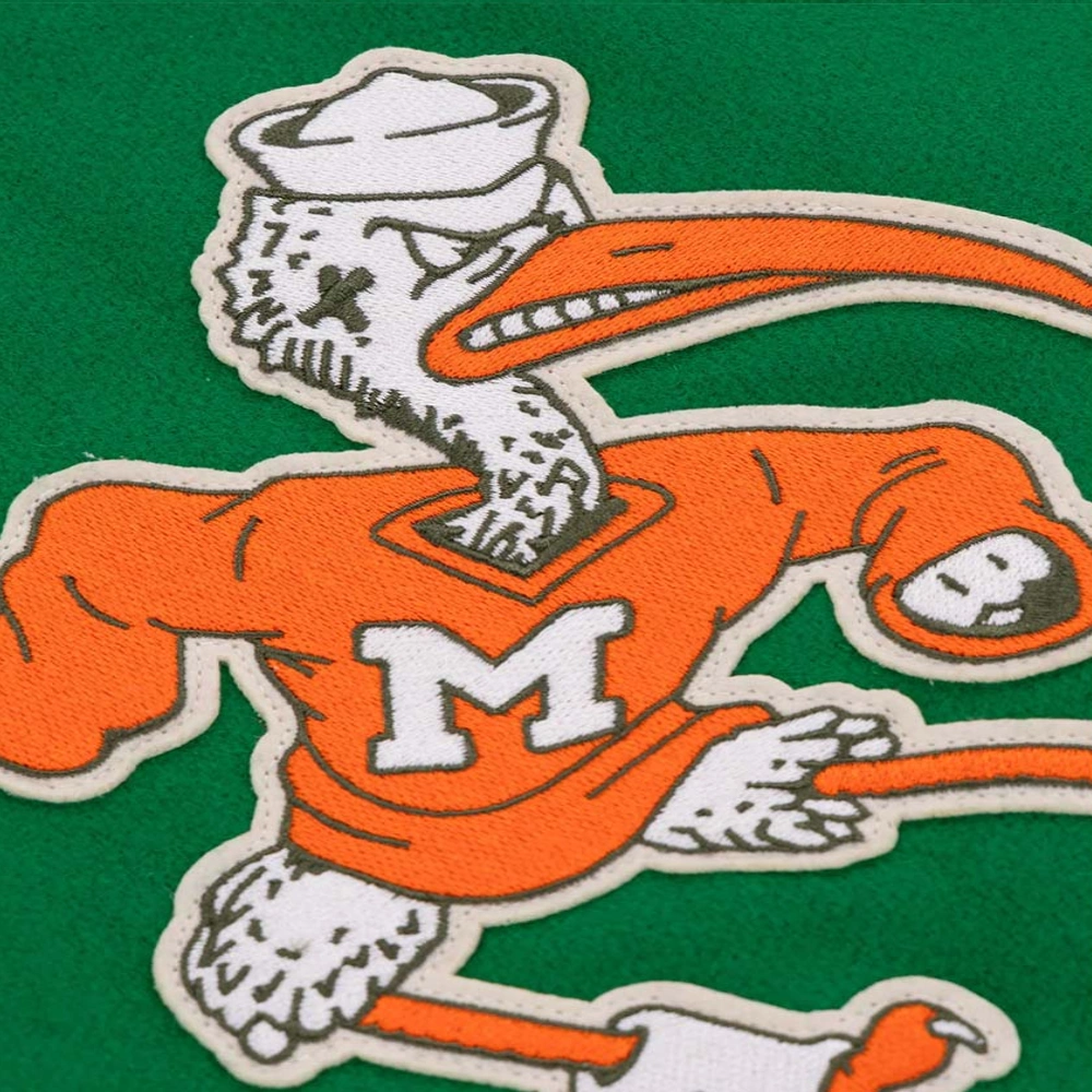 Miami hurricanes 1969 university of miami green wool leather varsity jacket