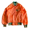 Miami hurricanes 1969 university orange satin varsity jacket 2