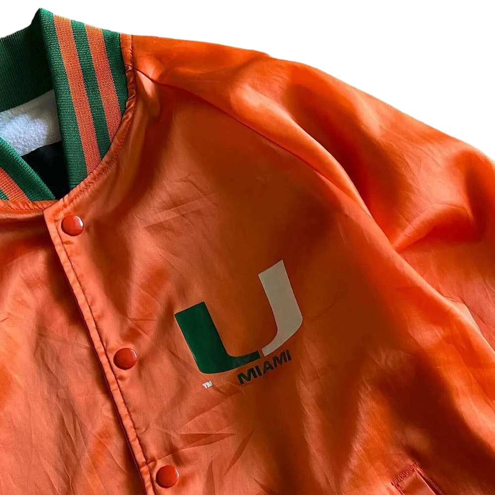 Miami hurricanes 1969 university orange satin varsity jacket