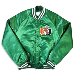 Miami hurricanes 80s green bomber satin varsity jacket 1