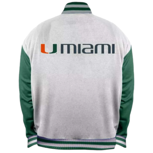 Miami hurricanes bomber white satin varsity jacket 2