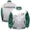 Miami hurricanes bomber white satin varsity jacket 3