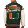 Miami hurricanes champions commemorative greenwhite wool varsity jacket 1