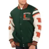 Miami hurricanes champions commemorative greenwhite wool varsity jacket 2