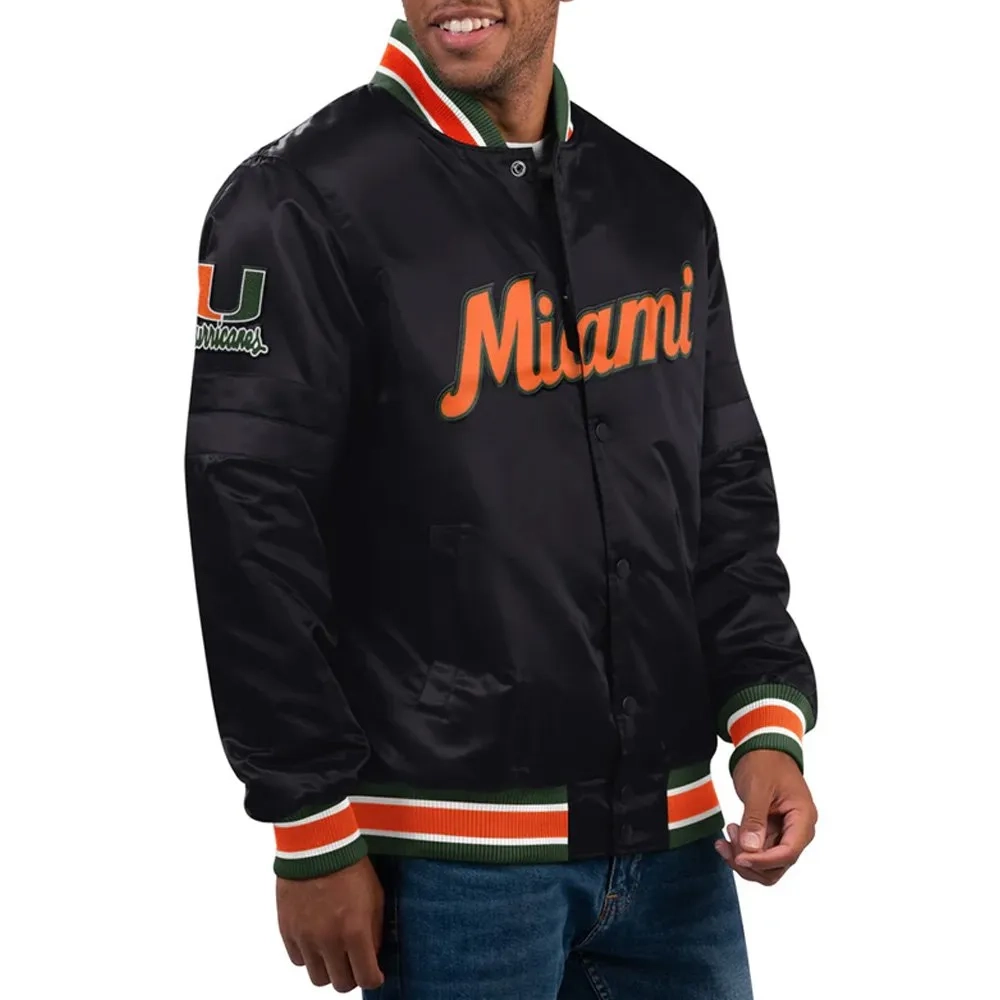 Miami hurricanes classic black varsity jacket 1