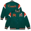 Miami hurricanes heavyweight red satin varsity jacket 1