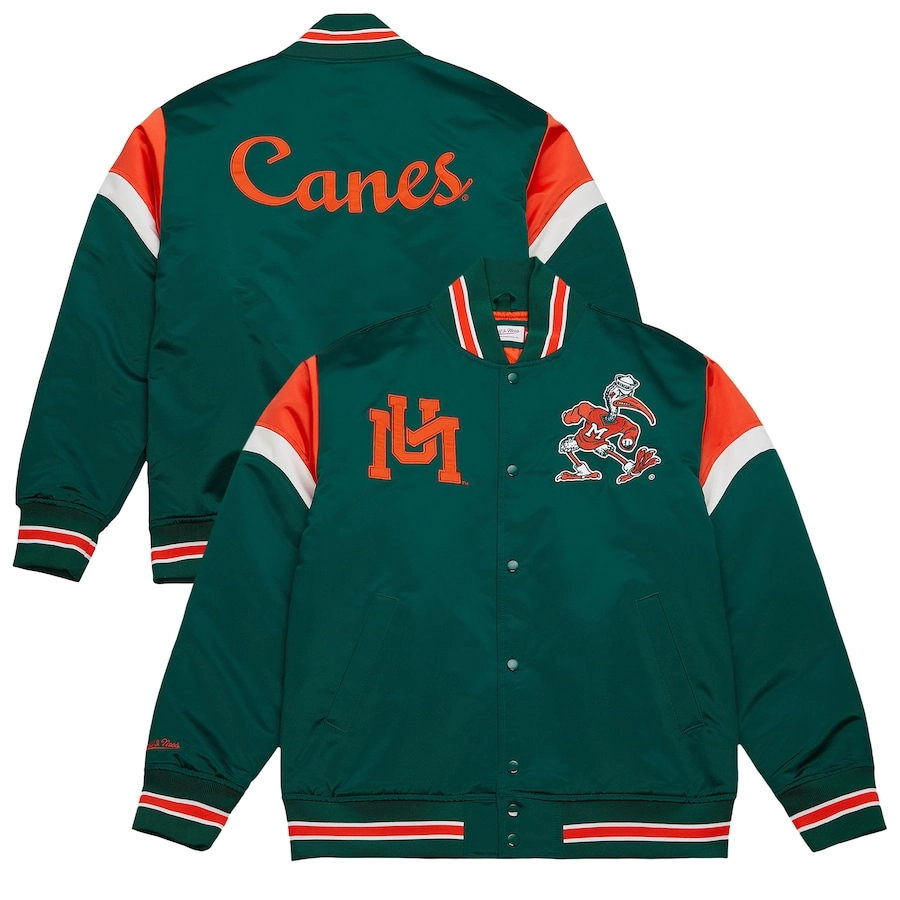 Miami hurricanes heavyweight red satin varsity jacket 1