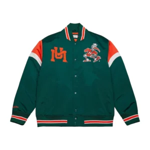 Miami hurricanes heavyweight red satin varsity jacket 2