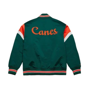 Miami hurricanes heavyweight red satin varsity jacket 3