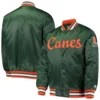 Miami hurricanes o line green satin varsity jacket 1