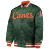 Miami hurricanes o line green satin varsity jacket 2