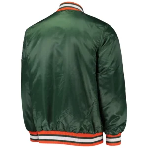 Miami hurricanes o line green satin varsity jacket 3