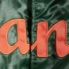 Miami hurricanes o line green satin varsity jacket 4