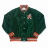 Miami hurricanes retro sebastian green satin varsity jacket 3