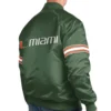 Miami hurricanes slider green satin varsity jacket 1