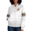Miami hurricanes striped white satin varsity jacket 1