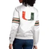 Miami hurricanes striped white satin varsity jacket 2