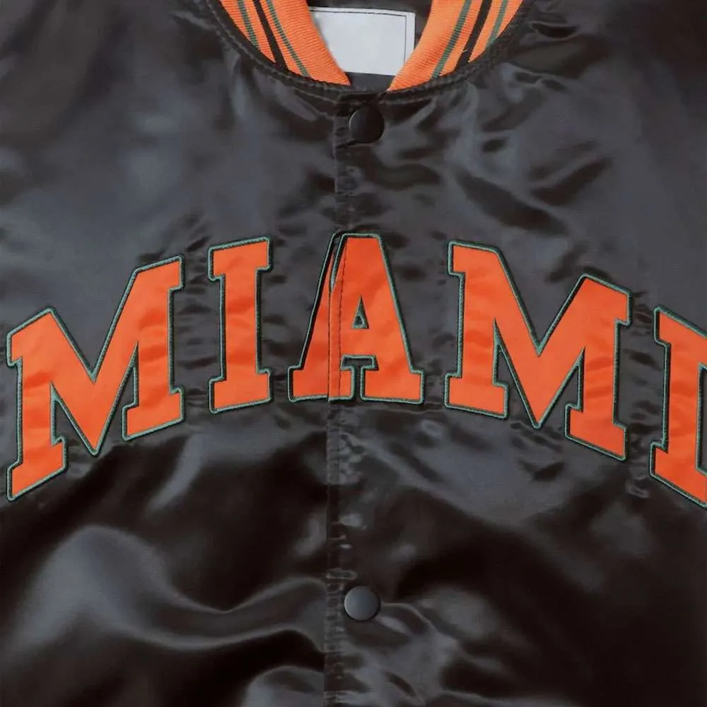 Miami hurricanes the enforcer black satin varsity jacket 5