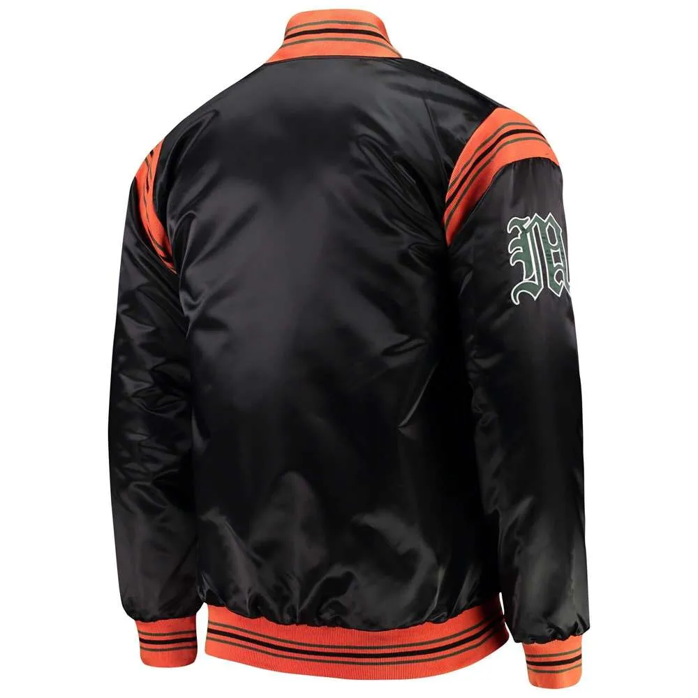 Miami hurricanes the enforcer black satin varsity jacket 6