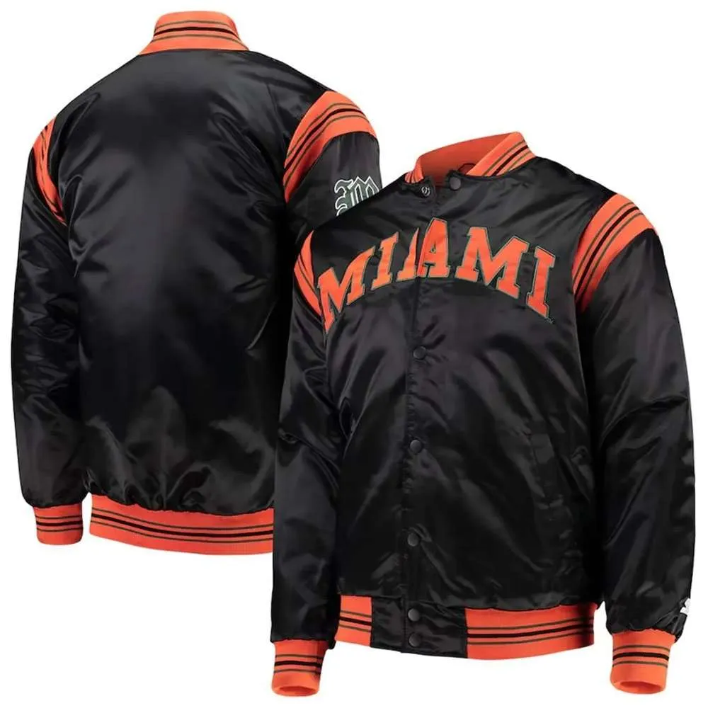 Miami hurricanes the enforcer black satin varsity jacket 7