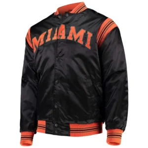 Miami hurricanes the enforcer black satin varsity jacket 8