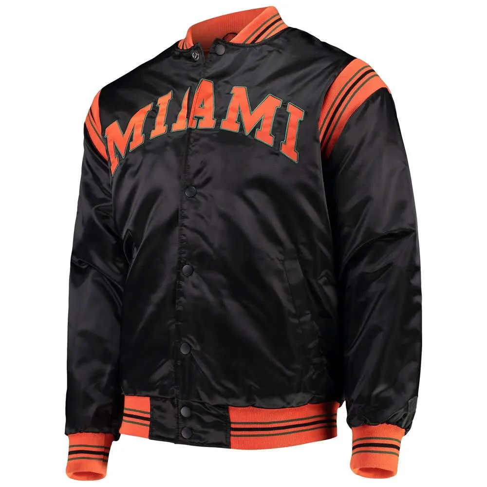 Miami hurricanes the enforcer black satin varsity jacket 8