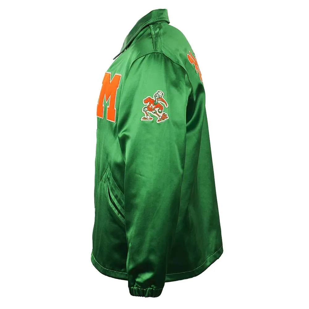 Miami hurricanes windbreaker green satin varsity jacket 1