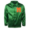 Miami hurricanes windbreaker green satin varsity jacket 3