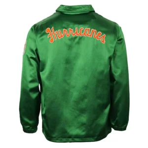 Miami hurricanes windbreaker green satin varsity jacket 4