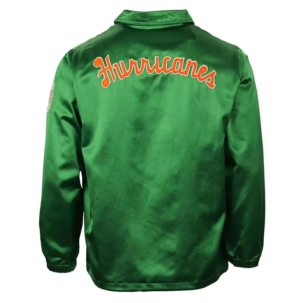 Miami hurricanes windbreaker green satin varsity jacket 4