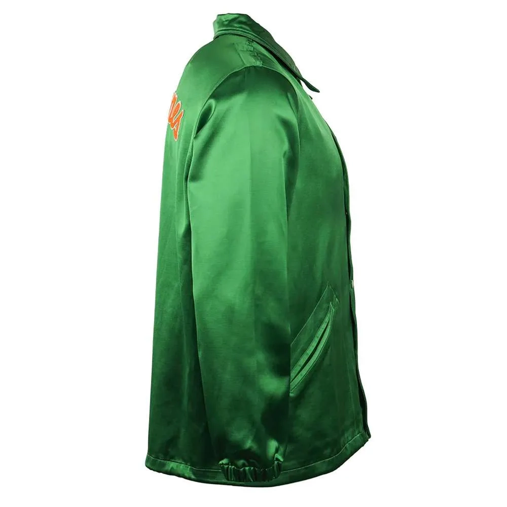 Miami hurricanes windbreaker green satin varsity jacket 5