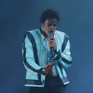 Michael jackson 90s thriller concert wear white leather jacket