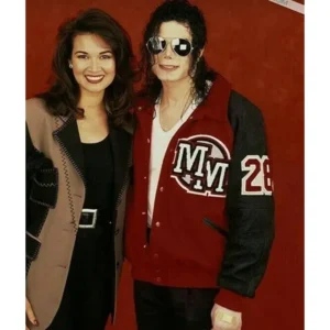 Michael jackson mickey mouse red and black varsity jacket