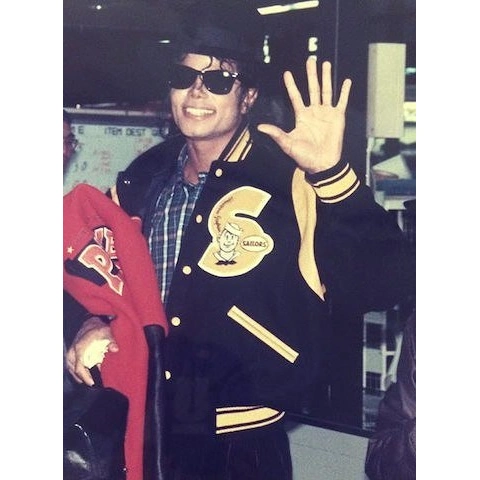 Michael jackson sailors 92 black letterman jacket