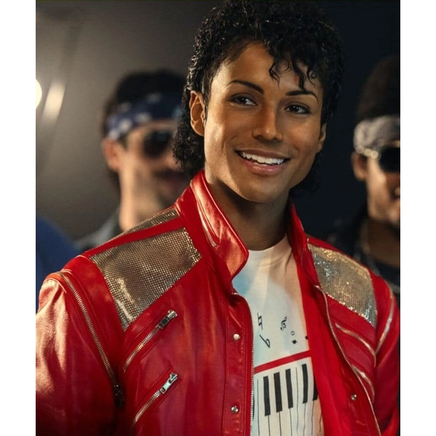 Michael jackson zipper red leather jacket