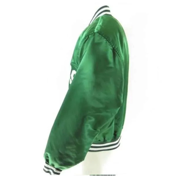 Michigan state spartans 70s michigan bomber blue satin varsity jacket 2
