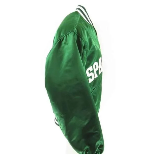 Michigan state spartans 70s michigan bomber blue satin varsity jacket 3