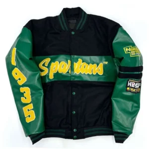 Michigan state spartans eagles ole skool letterman wool leather varsity jacket 1