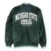 Michigan state spartans striped green satin varsity jacket