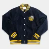 Michigan wolverine sailor hat script navy satin varsity jacket 2