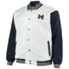 Michigan wolverines big tall whitenavy polyester varsity jacket 2