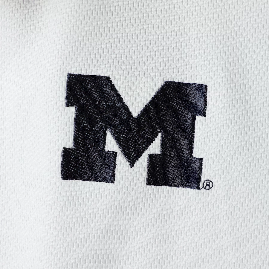 Michigan wolverines big tall whitenavy polyester varsity jacket 3