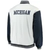 Michigan wolverines big tall whitenavy polyester varsity jacket 4
