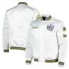 Michigan wolverines city collection white satin varsity jacket