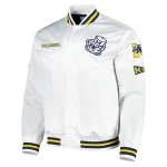 Michigan Wolverines City Collection Full-Snap White Satin Jacket
