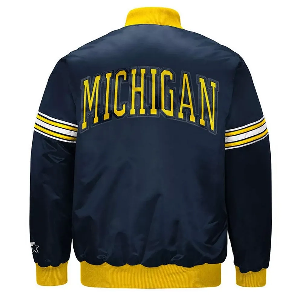 Michigan wolverines draft pick navy satin varsity jacket 1